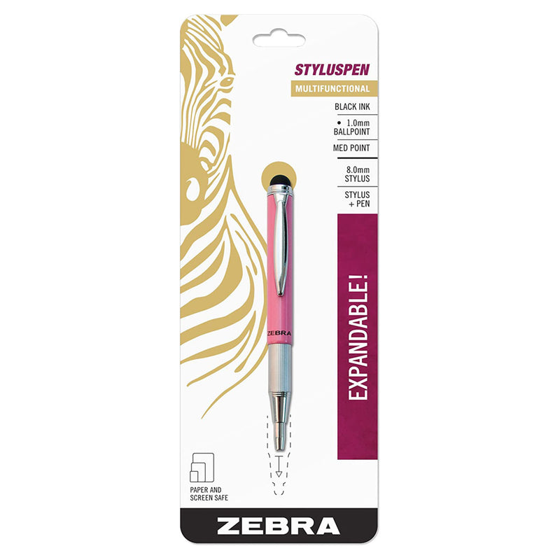 Zebra StylusPen Telescopic Ballpoint Pen, Pink