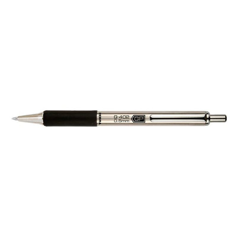 Pk/2 Zebra G-402 Metal Barrel Retractable Gel Pens, Black