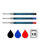 Pk/3 Schneider Slider 755 ViscoGlide Parker-style Ballpoint Refills, Blk-Blu-Red XB