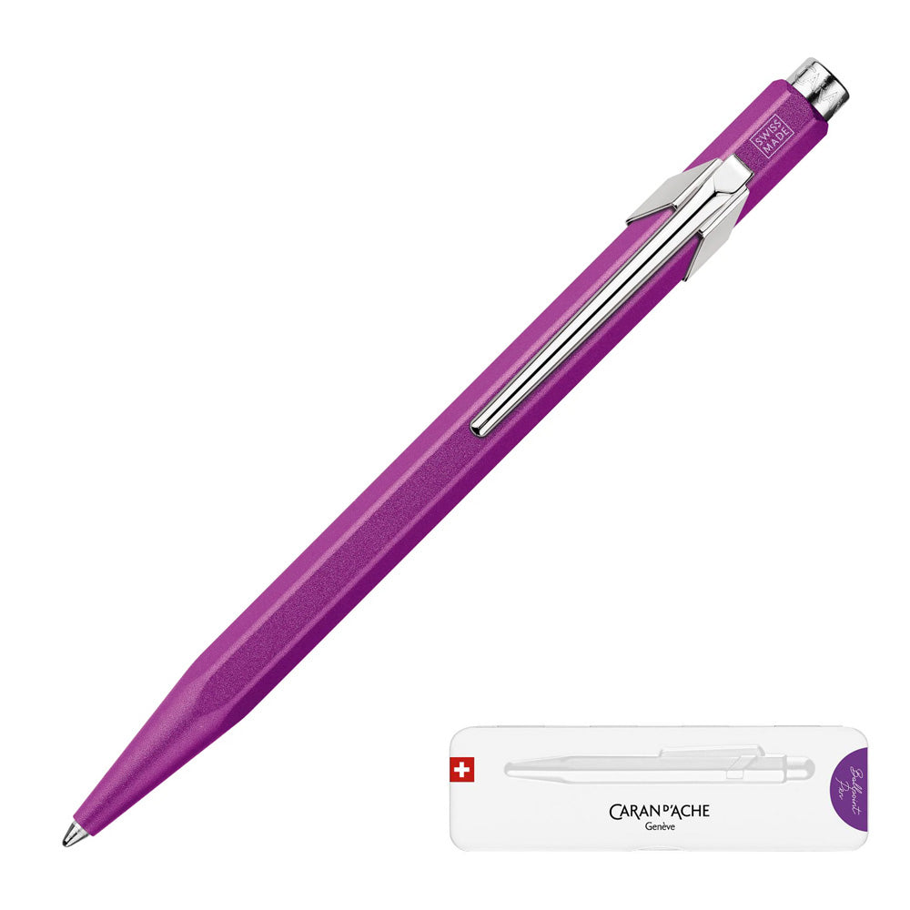 Caran d'Ache 849 Colormat-X Swiss Made Metal Ballpoint Pen, Violet w/S