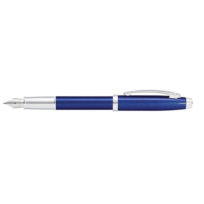 Sheaffer® 100 Fountain Pen, Glossy Blue Lacquer, Chrome Trims