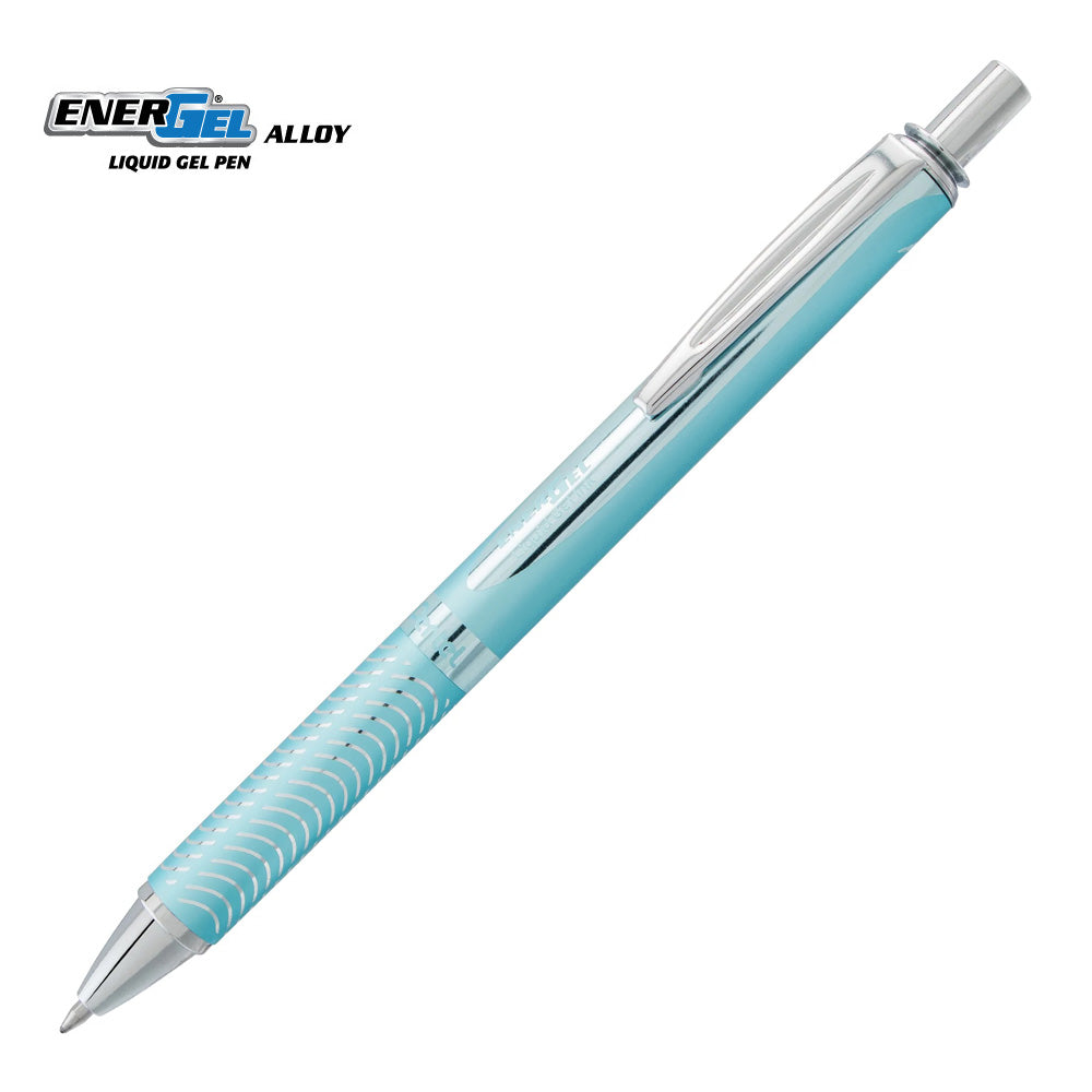 Pentel Energel Alloy Retractable Gel Pen, 0.7 mm, Black Ink/Aqua Marine  Metal Barrel 