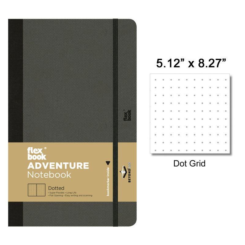 Flexbook Adventure Notebook, A5 - 5.12" x 8.27", Black, Dot Grid