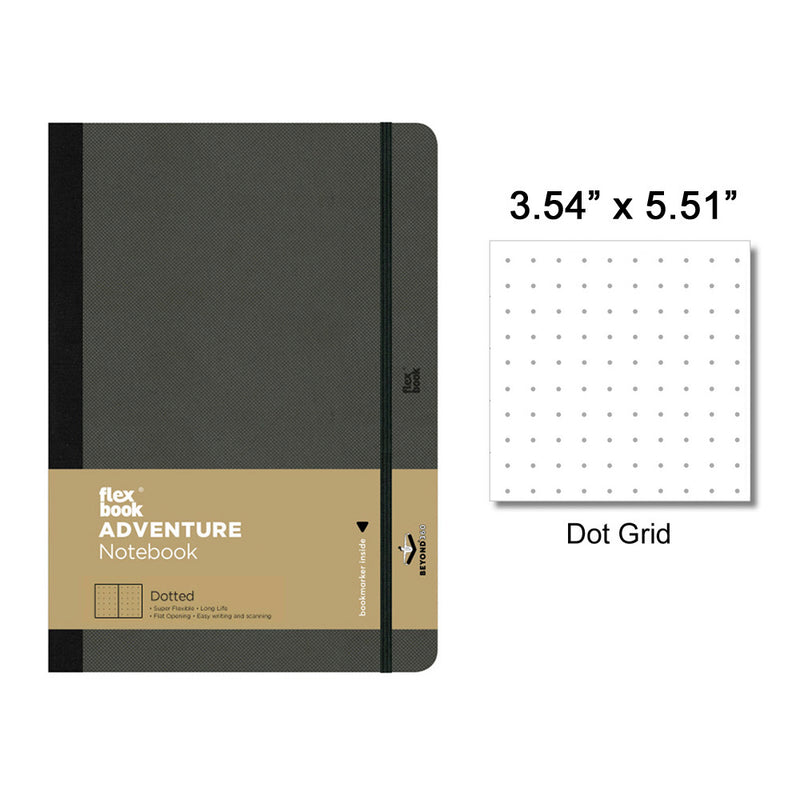 Flexbook Adventure Pocket Notebook, A6-3.54" x 5.51", Black, Dot Grid
