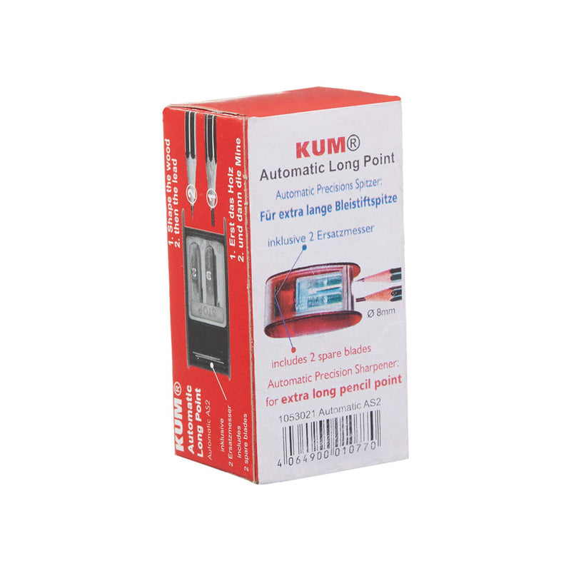 KUM AS2 Automatic Long Point Pencil Sharpener, Red