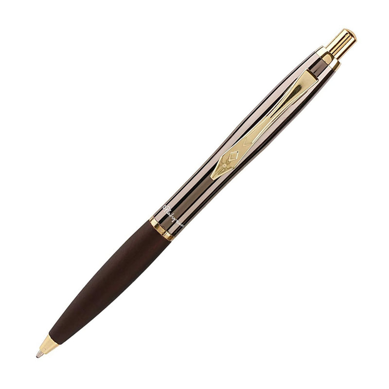 Platignum No. 9 Soft Grip Ballpoint Pen, Gunmetal, Gold Trim