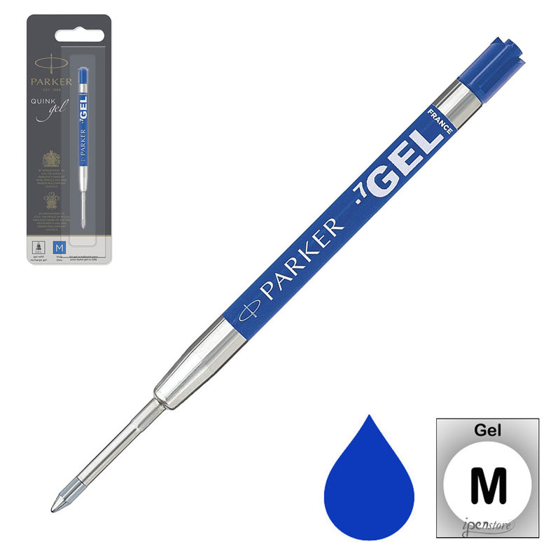 Parker QuinkGel Ballpoint Refill, Blue Medium, Gel Ink, 0.7 mm