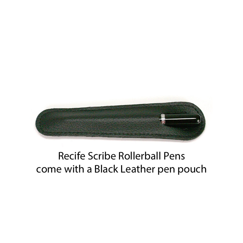 Recife Riviera Scribe Rollerball Pen with Leather Pouch, Black