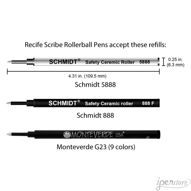Recife Riviera Scribe Rollerball Pen with Leather Pouch, Yellow