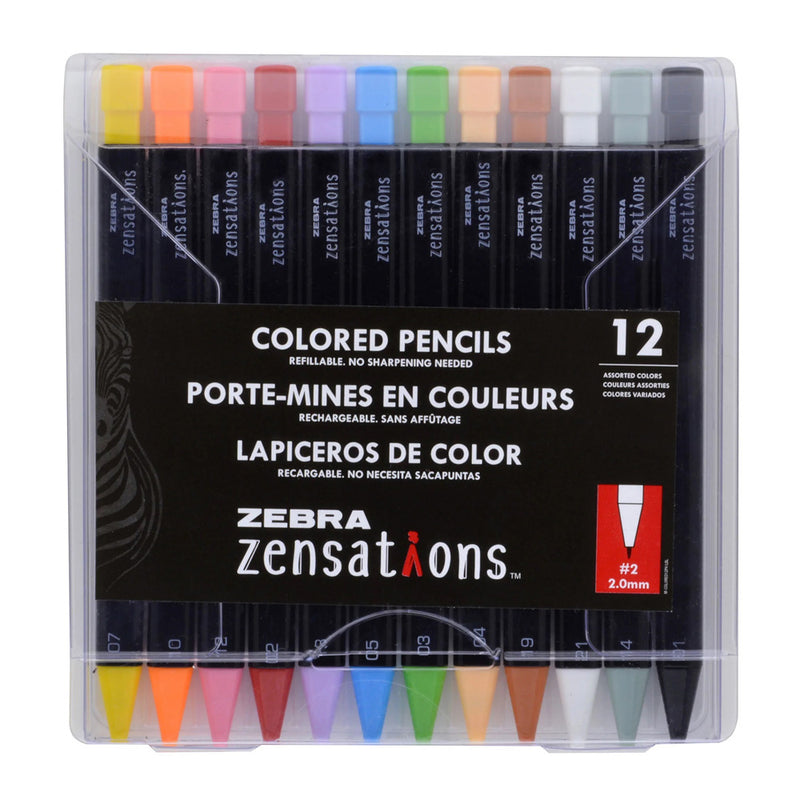 Set/12 Zebra Zensations Colored Mechanical Pencils