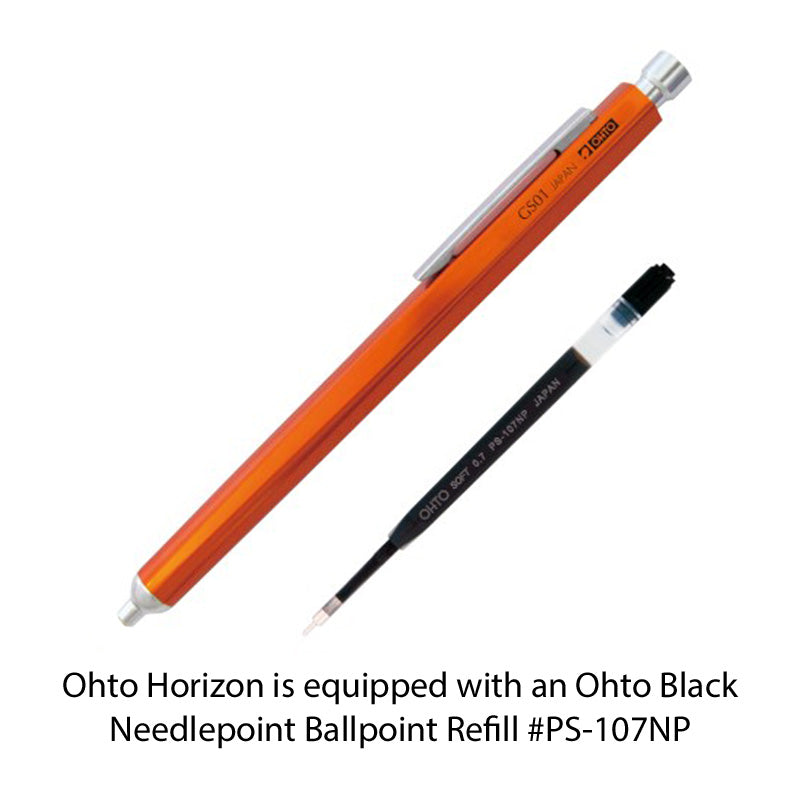 Ohto Horizon Aluminum Hexagon Barrel Needlepoint Ballpoint Pen GS01-S7-OR, Orange