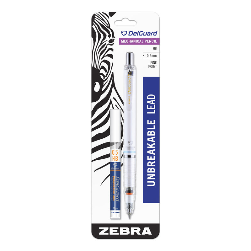 Zebra DelGuard Mechanical Pencil, 0.5 mm, White