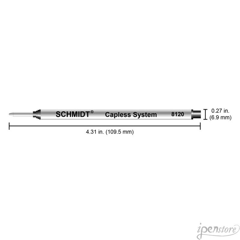 Schmidt 8120 Long Capless Rollerball Refill, Black, Broad 1.0 mm
