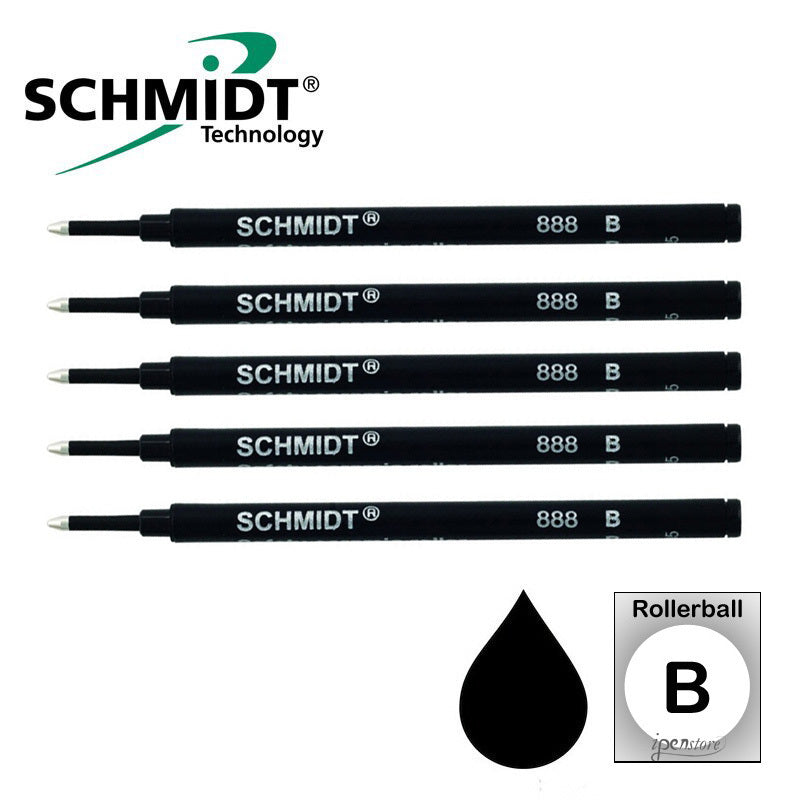 Pk/5 Schmidt 888 Safety Ceramic Rollerball Refills, Black, Broad 1.0 mm