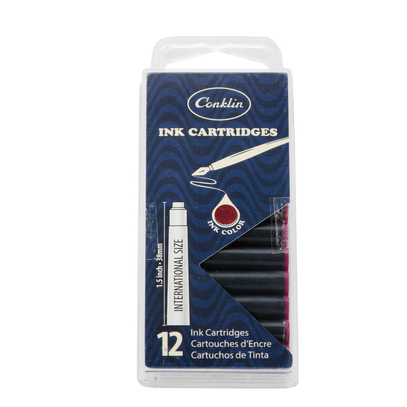 Pk/12 Conklin Standard International Ink Cartridges, Burgundy