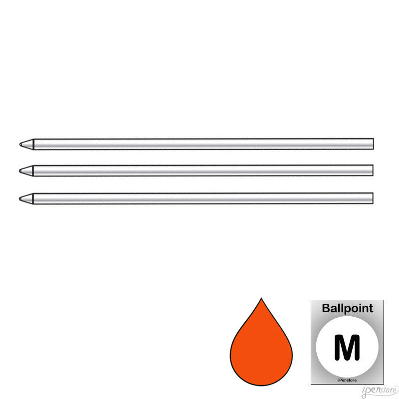 Pk/3 Monteverde D13 SoftRoll Mini (D1) Ballpoint Refills, Orange, Medium