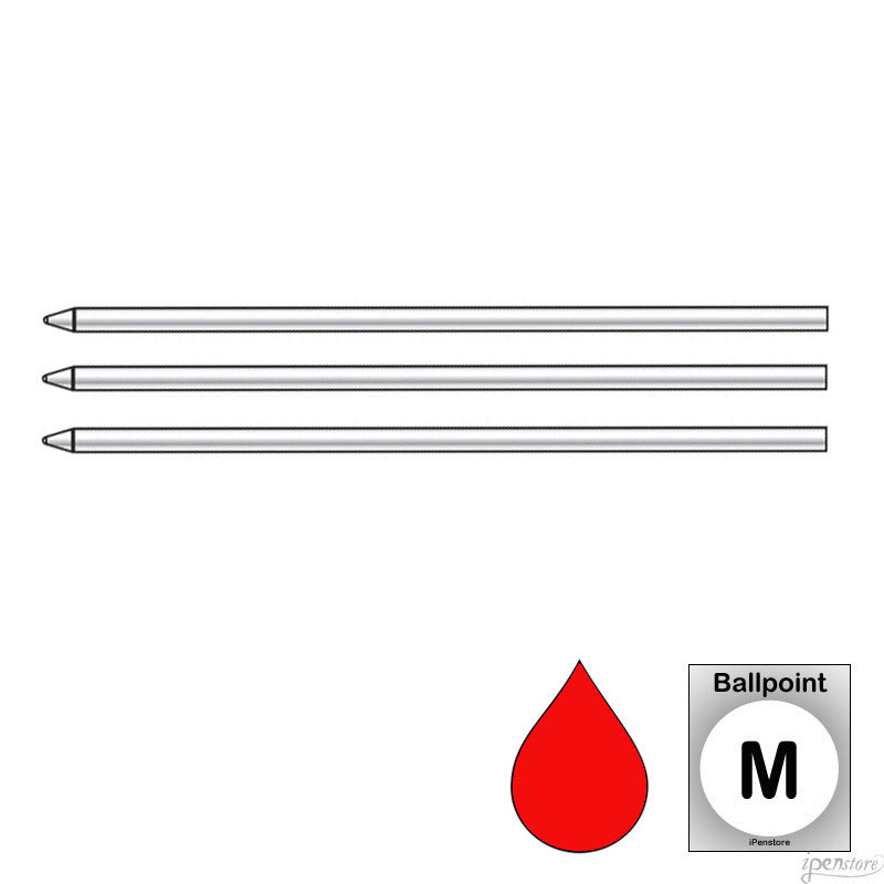 Pk/3 Monteverde D13 SoftRoll Mini (D1) Ballpoint Refills, Red, Medium