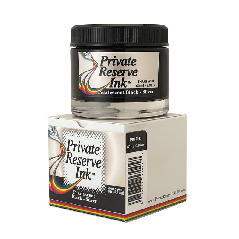 Private Reserve 60 ml Bottle Fountain Pen Ink, Pearlescent Black-Silver