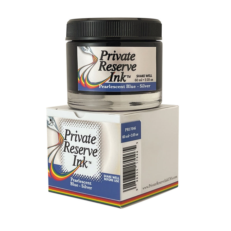 Private Reserve 60 ml Bottle Fountain Pen Ink, Pearlescent Blue-Silver