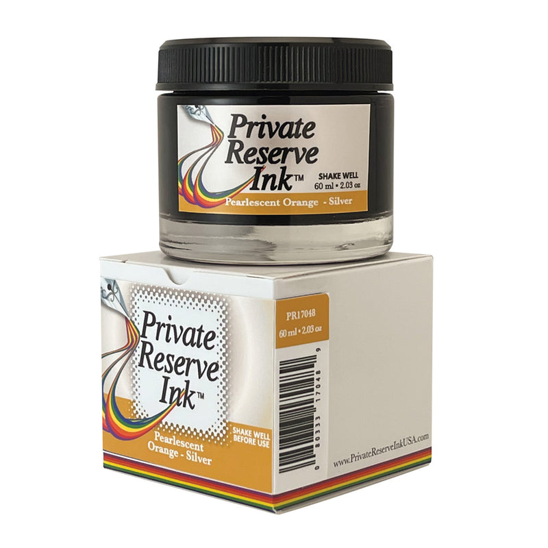 Private Reserve 60 ml Bottle Fountain Pen Ink, Pearlescent Orange-Silver
