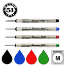 Pk/4 Retro 51 Rollerball Refills Tornado Pens, Black-Blue-Red-Green