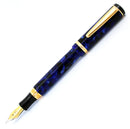 Rosetta Magellan Fountain Pen, Dark Blue Marble, Gold Trim, 2-Tone Nib