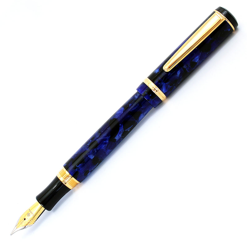 Rosetta Magellan Fountain Pen, Dark Blue Marble, Gold Trim, 6 nib choices