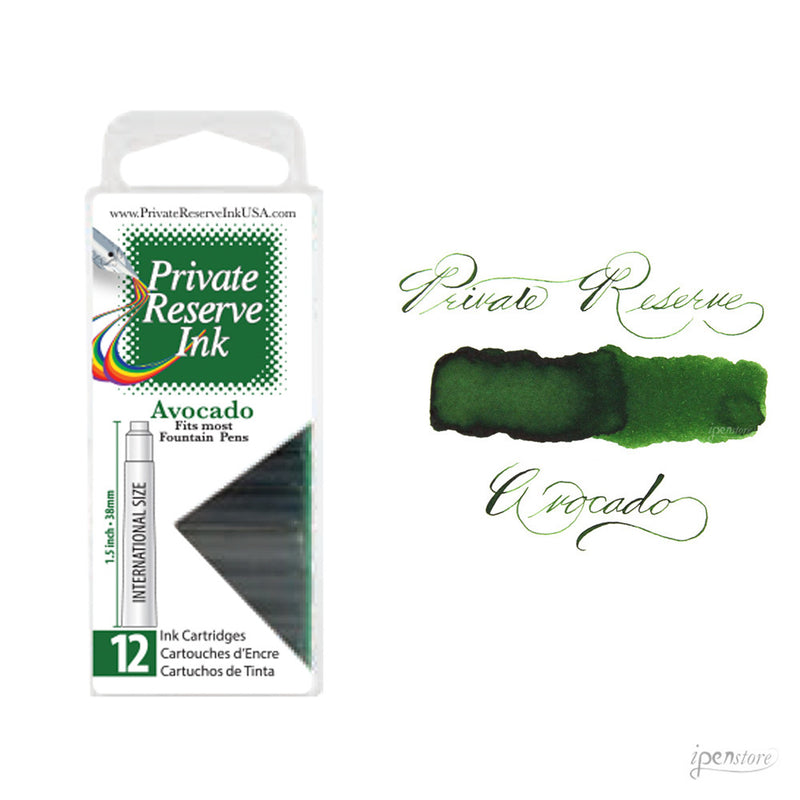Pk/12 Private Reserve Fountain Pen Ink Cartridges, Avocado