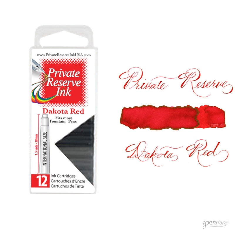 Pk/12 Private Reserve Fountain Pen Ink Cartridges, Dakota Red