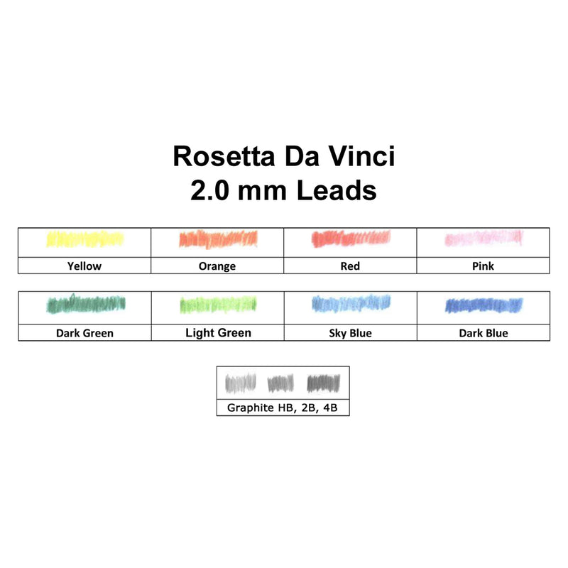 Pk/12 Rosetta Da Vinci Leadholder Leads, 2 mm, Sky Blue