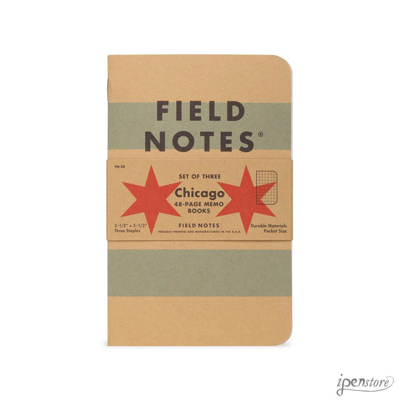 Pack of 3 Field Notes, Kraft Cover, Chicago Edition