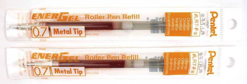 2 Pk Pentel LR7-F EnerGel Refills, 0.7 mm Medium, Orange