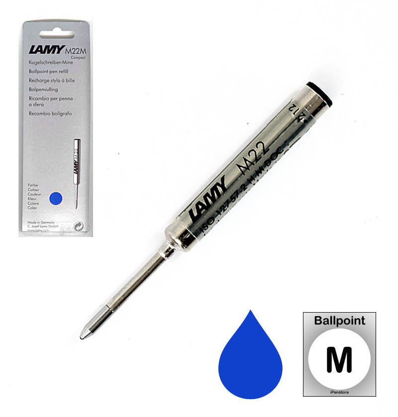 Lamy M22 Compact Ballpoint Pen Refill, Blue Medium