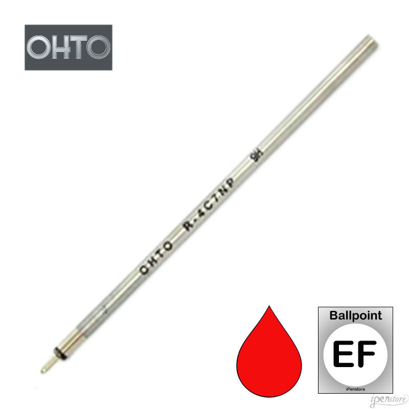 Ohto R-4C7NP Needlepoint D1 Ballpoint Refill, 0.7mm, Red