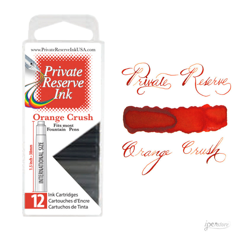 Pk/12 Private Reserve Fountain Pen Ink Cartridges, Orange Crush