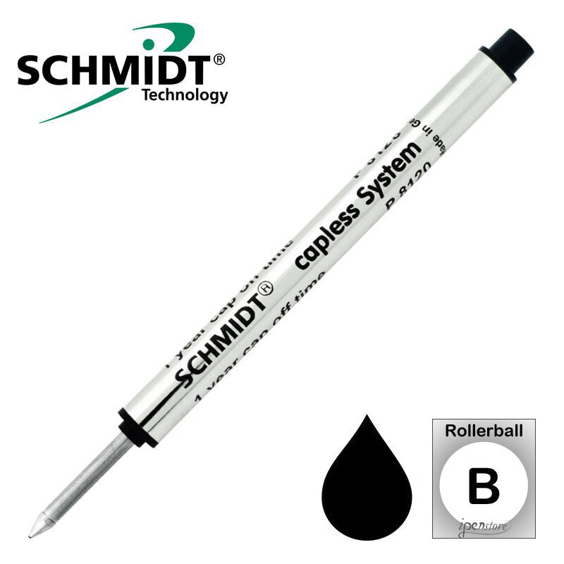 Schmidt P8120 Short Capless Rollerball Refill, Black, Broad 1.0 mm