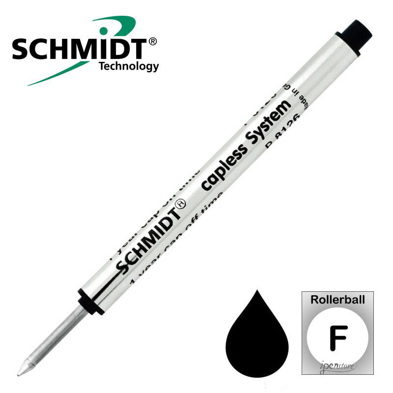 Schmidt P8126 Short Capless Rollerball Refill, Black, Fine 0.6 mm