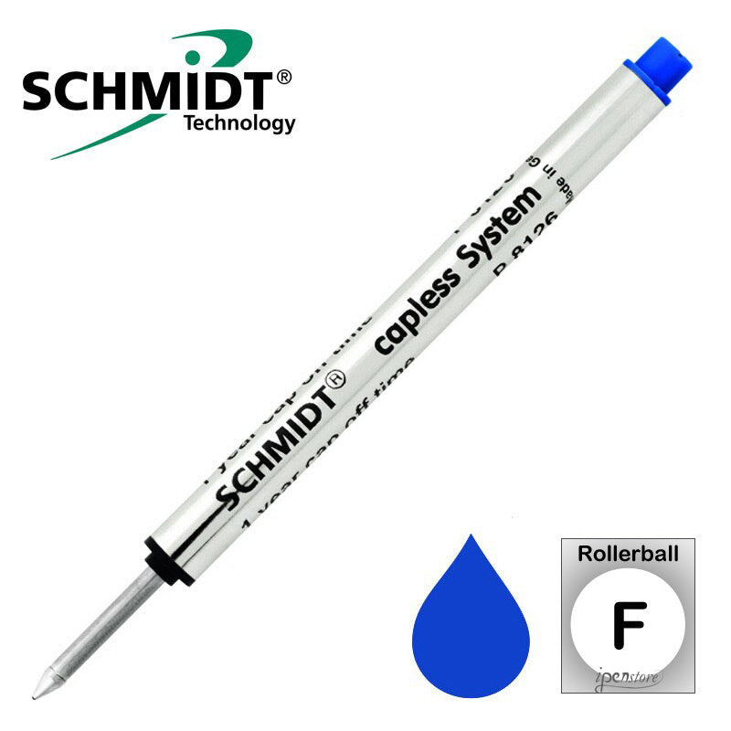 Schmidt P8126 Short Capless Rollerball Refill, Blue, Fine mm