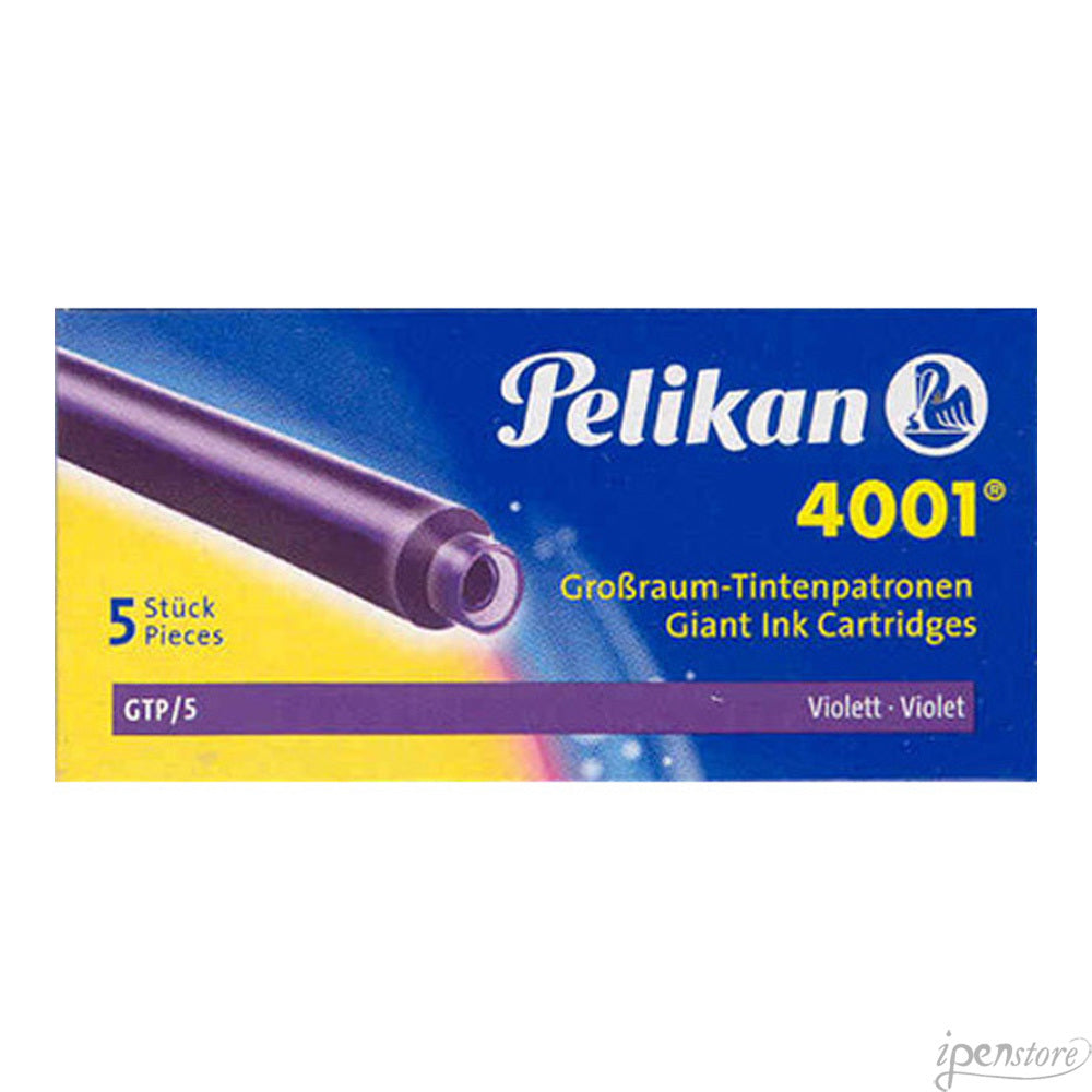 Pk/5 Pelikan 4001 Giant Fountain Pen Ink Cartridges #GTP/5, Violet