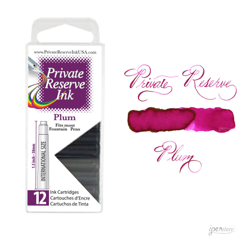 Pk/12 Private Reserve Fountain Pen Ink Cartridges, Plum