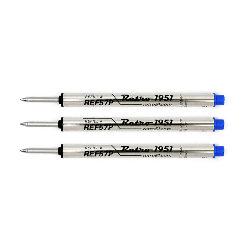 Pk/3 Retro 51 REF57P-B Capless Rollerball Refills for Tornado Pens, Blue