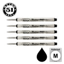Pack of 5 Retro 51 REF5P-B Capless Rollerball Refills for Tornado Pens, Black