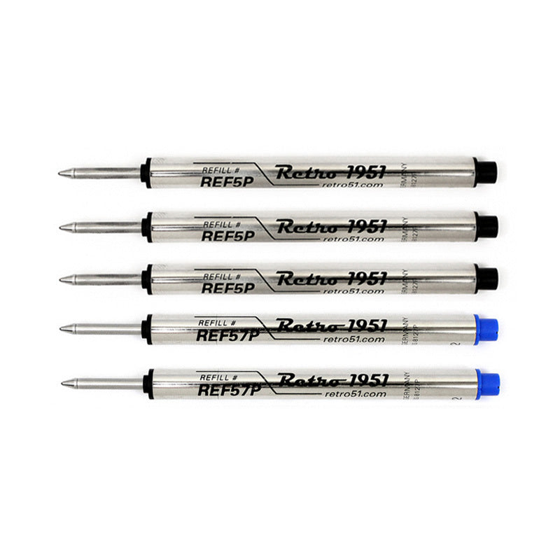 Pk/5 Retro 51 Rollerball Refills Tornado Pens, 3-Black (REF5P), 2-Blue (REF57P)