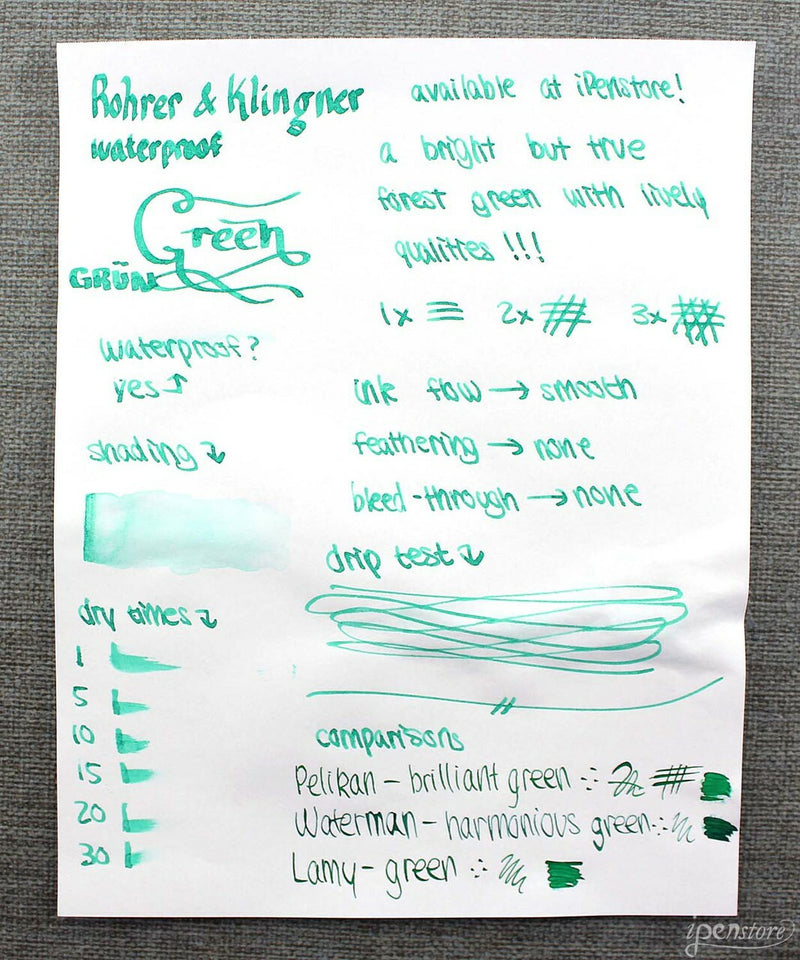 Rohrer & Klingner Dokumentus Waterproof Fountain Pen Ink, 50 ml, Green