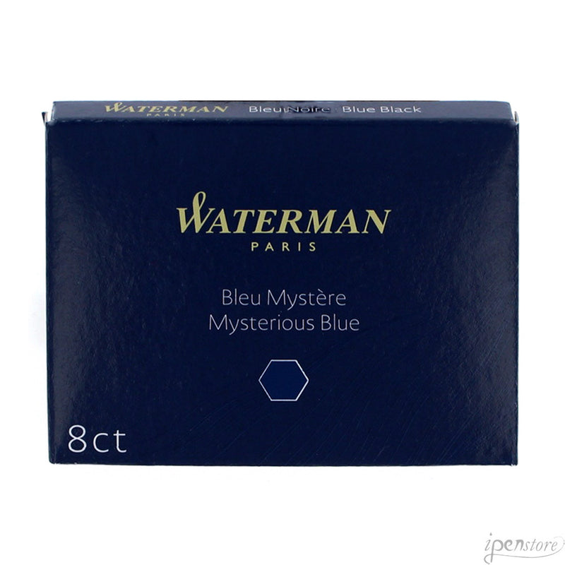 Waterman Fountain Pen Ink Cartridges 8-pk, Mysterious Blue (Blue-Black)