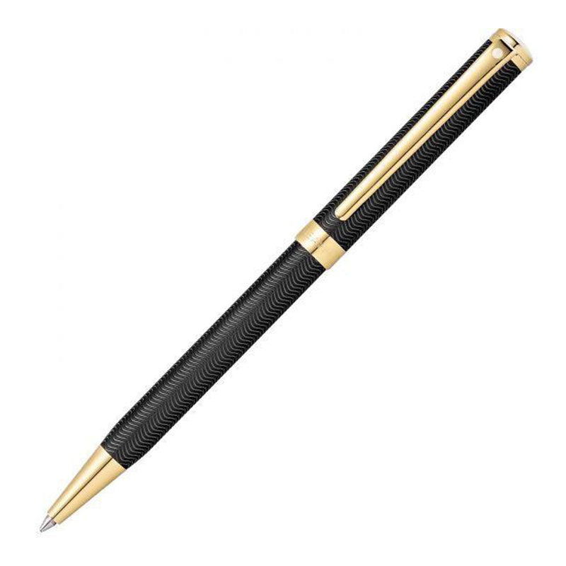 Sheaffer Intensity Ballpoint Pen, Engraved Matte Black Finish, Gold Trim