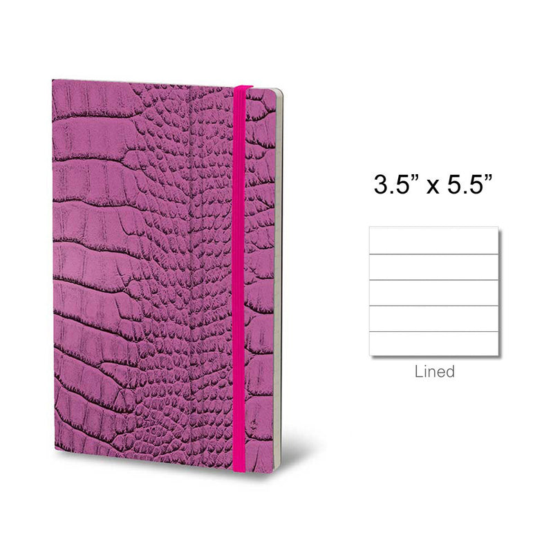 Stifflex Mrs Crocodile Series Pocket Notebook, A6-3.5"x5.5" Lined, Fuchsia