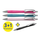 Pk/4 Schneider Slider Rave Retractable Viscoglide Ballpoint Pens, XB