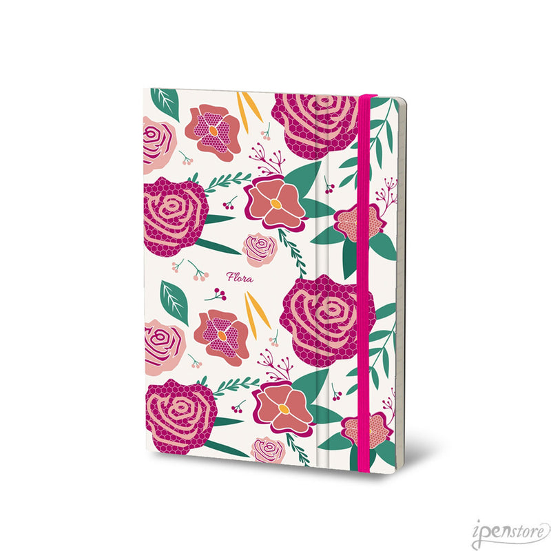 Stifflex Flora Series Pocket Notebook, A6-3.5"x5.5" Lined, Rose