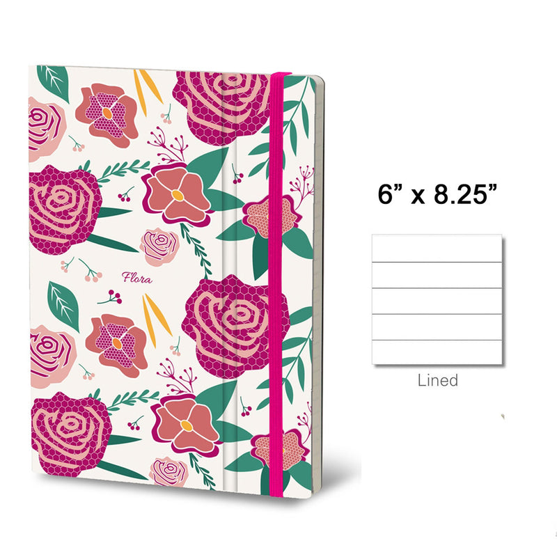 Stifflex Flora Series Notebook, 6"x8.25" Lined, Rose